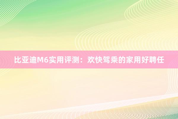 比亚迪M6实用评测：欢快驾乘的家用好聘任